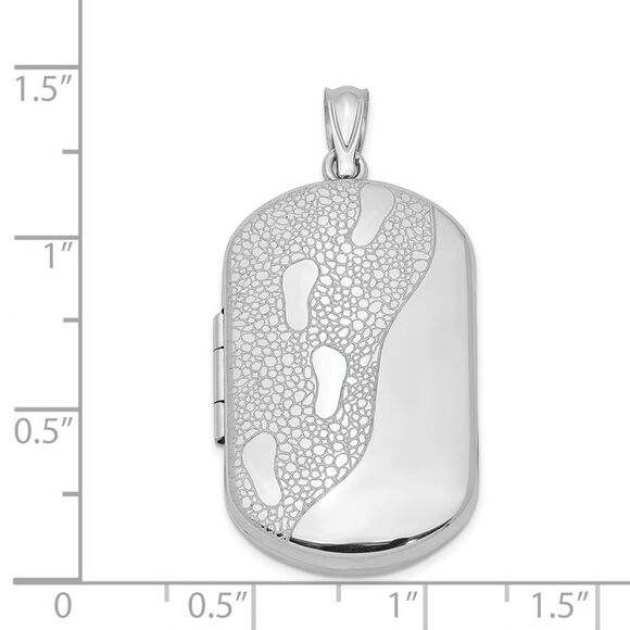 Sterling Silver 30mm Footprints Rectangular Locket - Picture 5 of 6